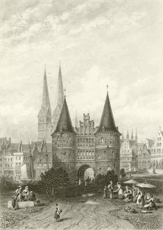 Den Holstenske Port, Lubeck af Carl Friedrich Heinrich Werner