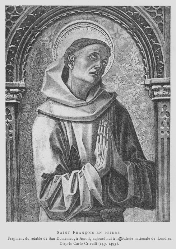 Frans af Assisi beder (litho) af Carlo Crivelli