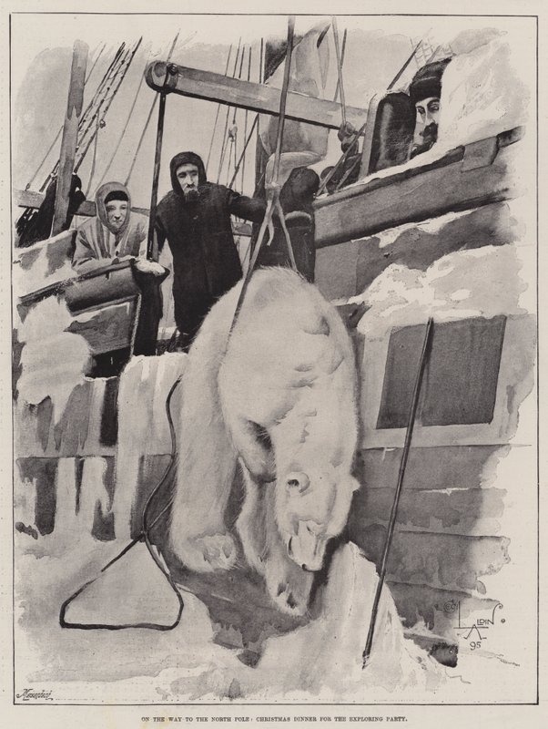 På vej til Nordpolen, julemiddag til Exploring Party af Cecil Charles Windsor Aldin
