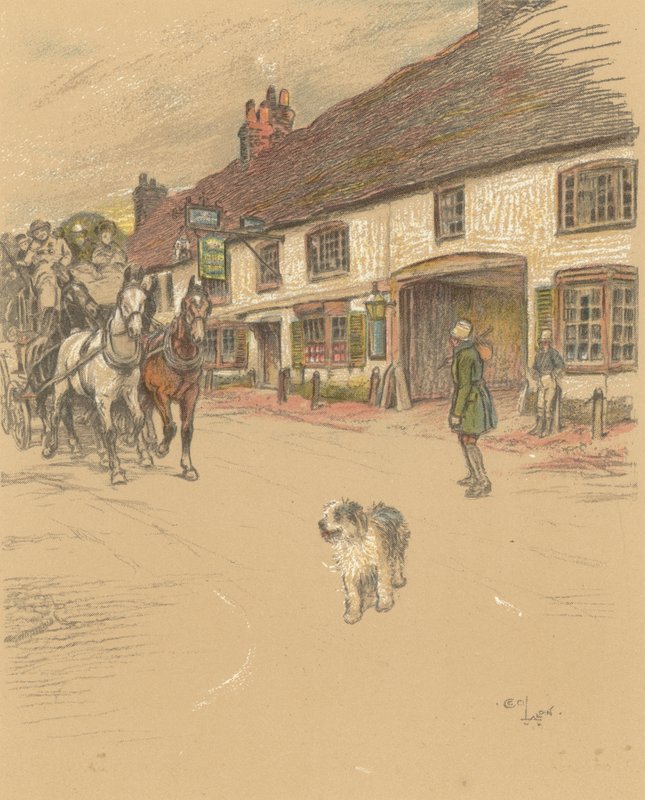 The Angel Inn, Woolhampton af Cecil Charles Windsor Aldin