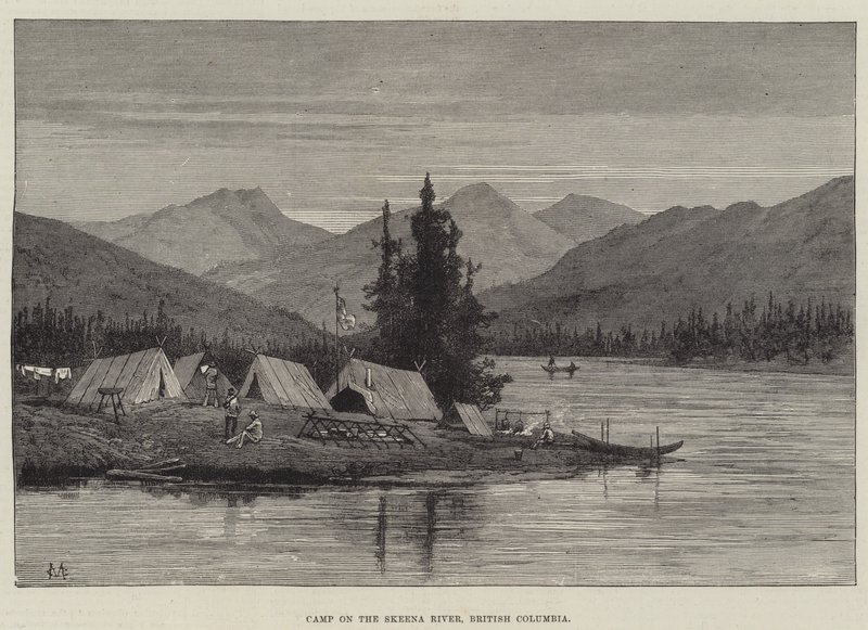 Lejr ved Skeena-floden, Britisk Columbia af Charles Auguste Loye