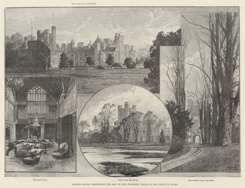 Canford Manor, Dorsetshire, Lord Wimbornes sæde, besøgt af prinsen af Wales af Charles Auguste Loye