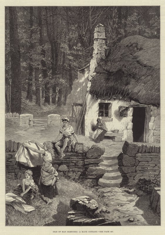 Isle of Man Sketches, en Manx Cottage af Charles Auguste Loye