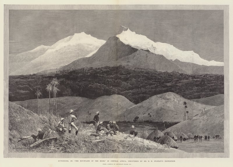 Ruwenzori, eller Månens bjerge, i Centralafrika, opdaget af H. M. Stanleys ekspedition af Charles Auguste Loye