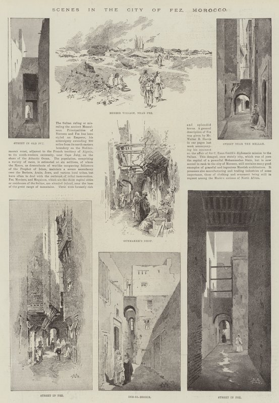 Scener i byen Fez, Marokko af Charles Auguste Loye