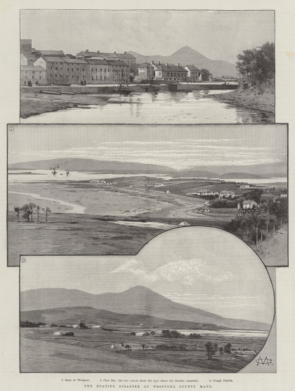 Bådkatastrofen ved Westport, Mayo amt af Charles Auguste Loye