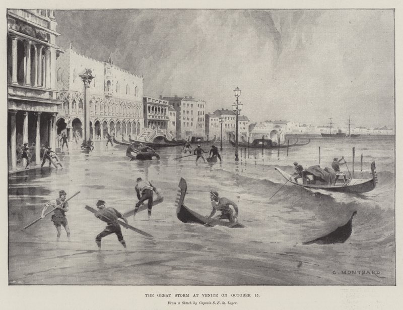 Den store storm i Venedig den 15. oktober af Charles Auguste Loye