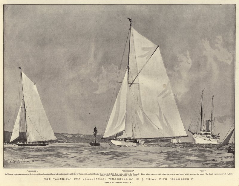 America Cup Challenger, Shamrock II i et forsøg med Shamrock I af Charles Edward Dixon