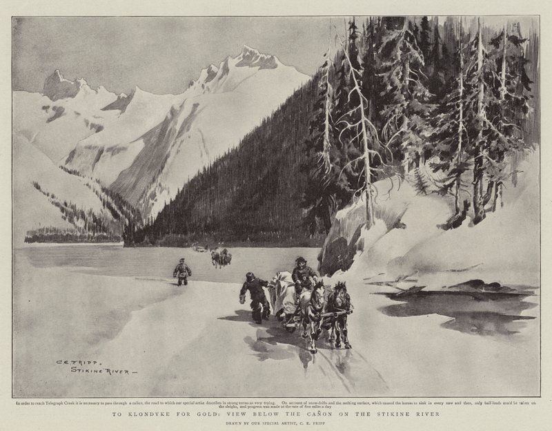 Til Klondyke for Gold, se under Canon på Stikine-floden af Charles Edwin Fripp