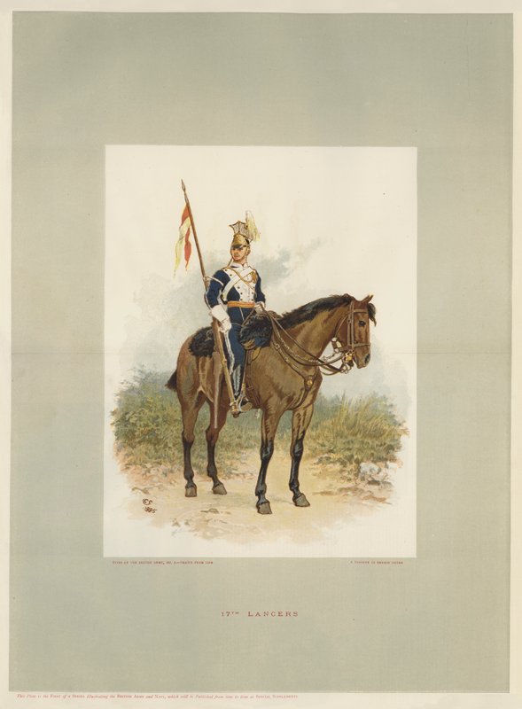 17th Lancers, a Trooper in Review Order (chromolitho) af Charles Green