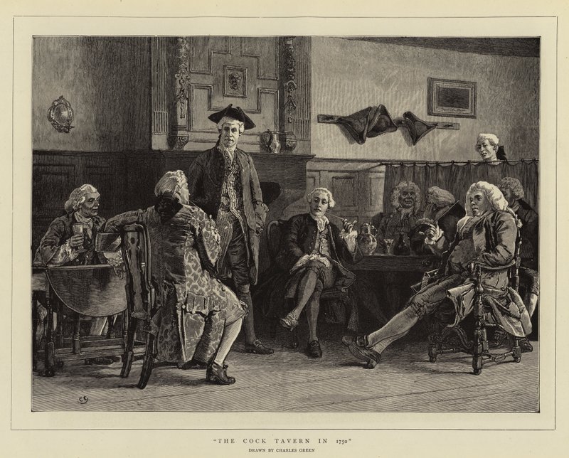 The Cock Tavern i 1750 af Charles Green