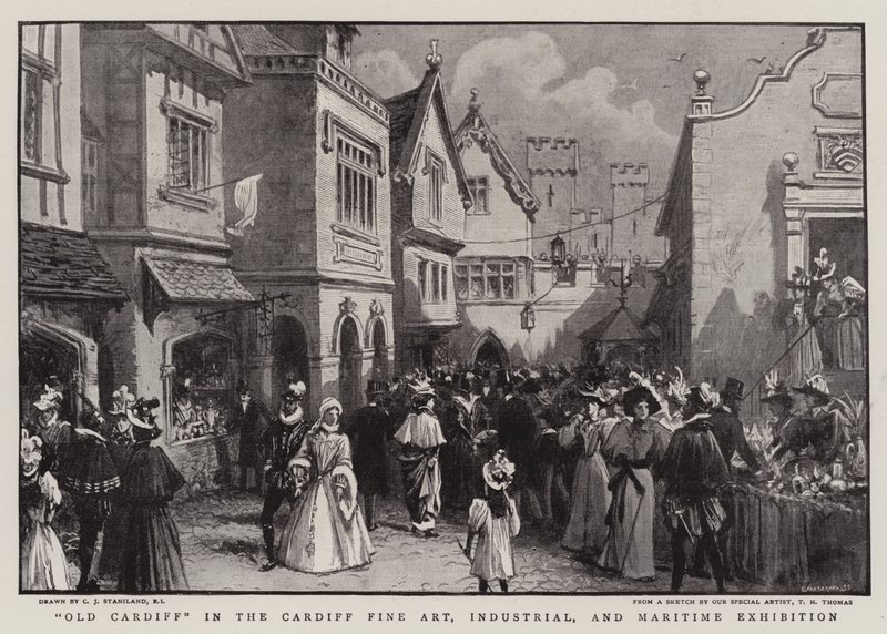 Old Cardiff i Cardiff Fine Art, Industrial and Maritime Exhibition af Charles J. Staniland