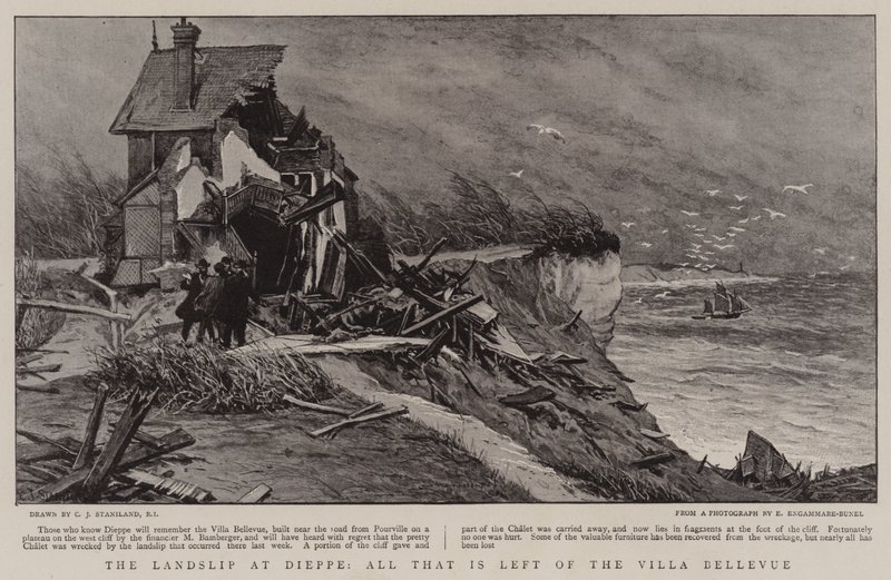 Landskabet ved Dieppe, alt hvad der er tilbage af Villa Bellevue af Charles J. Staniland