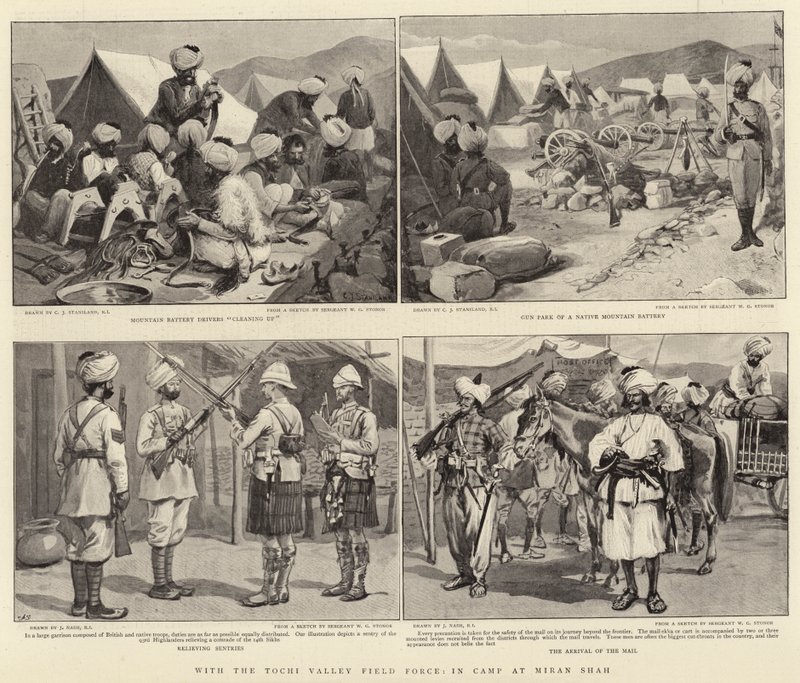 Med Tochi Valley Field Force, i lejren ved Miran Shah af Charles J. Staniland
