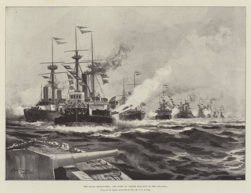 Flådemanøvrerne, flåden i mål øver sig i Atlanterhavet af Charles John de Lacy