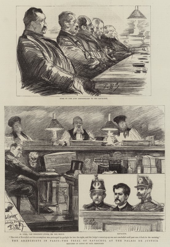 Anarkisterne i Paris, Retssagen mod Ravachol i Palais de Justice af Charles Paul Renouard