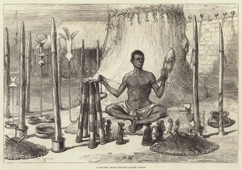 En Dahomey-præst spinder hellig bomuld af Sir John Charles Robinson
