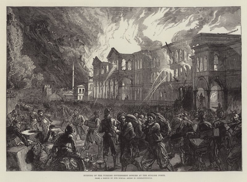 Afbrænding af de tyrkiske regeringskontorer ved Sublime Porte af Sir John Charles Robinson