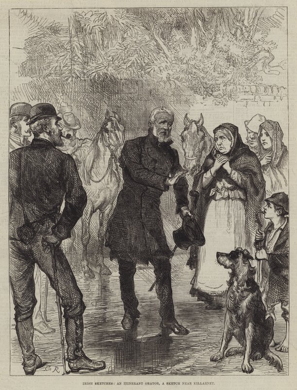 Irske skitser, en omrejsende taler, en skitse nær Killarney af Sir John Charles Robinson