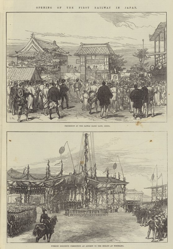 Åbning af den første jernbane i Japan af Sir John Charles Robinson