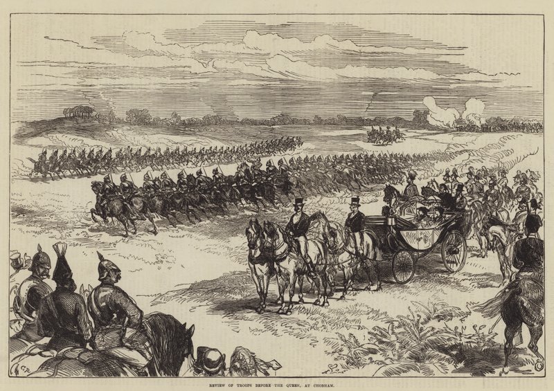 Gennemgang af tropper foran dronningen i Chobham af Sir John Charles Robinson