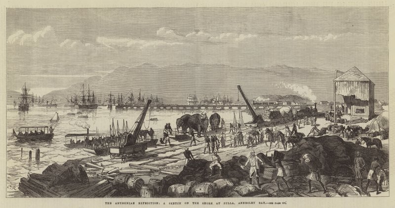 The Abyssinian Expedition, en skitse på kysten ved Zulla, Annesley Bay af Sir John Charles Robinson