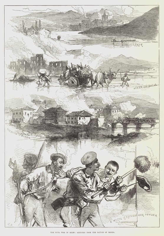 Borgerkrigen i Spanien, skitser fra slaget ved Beobia af Sir John Charles Robinson