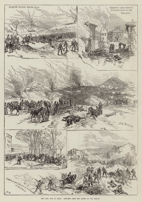 Borgerkrigen i Spanien, skitser fra slaget ved San Marcos af Sir John Charles Robinson
