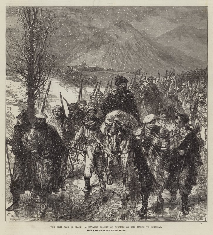 Borgerkrigen i Spanien, en Navarra-søjle af carlister på marchen til Carascal af Sir John Charles Robinson