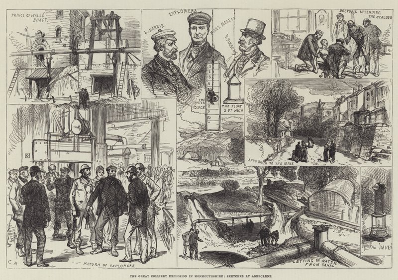 The Great Colliery Explosion i Monmouthshire, skitser ved Abercarne af Sir John Charles Robinson