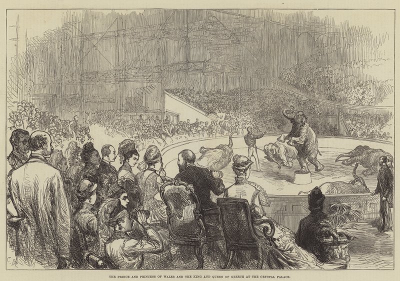 Prinsen og prinsessen af Wales og kongen og dronningen af Grækenland i Crystal Palace af Sir John Charles Robinson