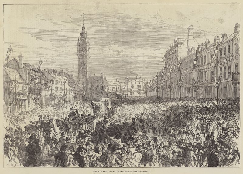 Jernbanens jubilæum i Darlington, optoget af Sir John Charles Robinson
