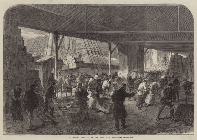 Losser te-skibe i East India Docks af Sir John Charles Robinson