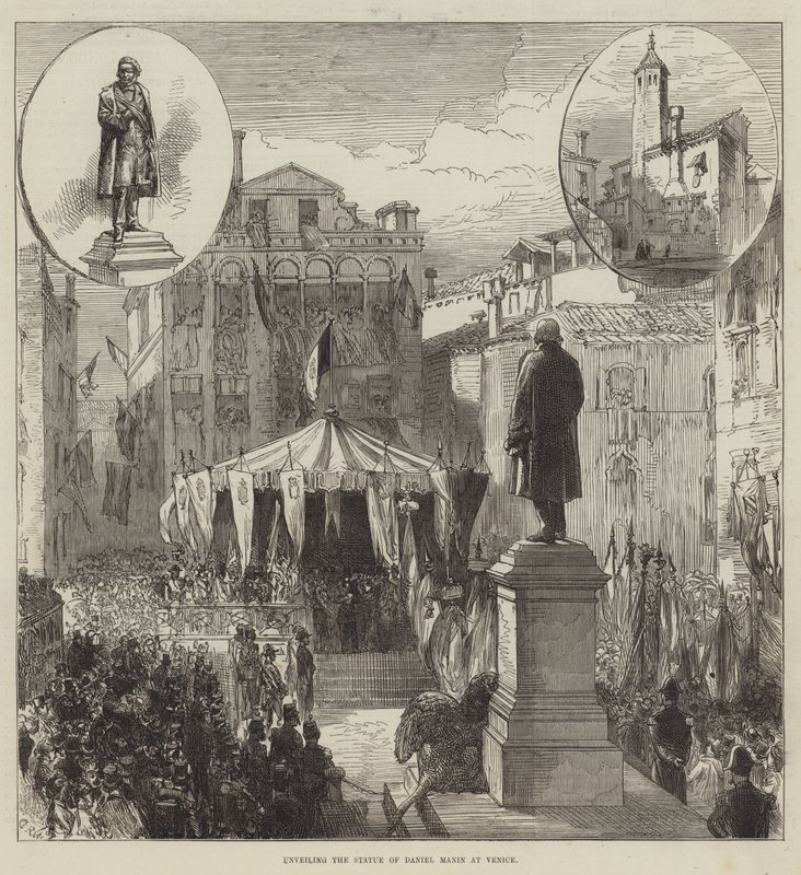 Afsløring af statuen af Daniel Manin i Venedig af Sir John Charles Robinson