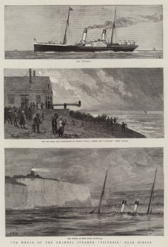 Forliset af kanaldamperen Victoria nær Dieppe af Charles William Wyllie