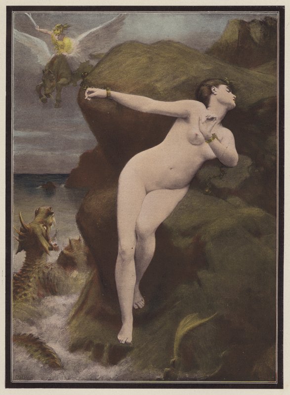 Andromeda (farve litho) af Charles Alexandre Coessin de la Fosse