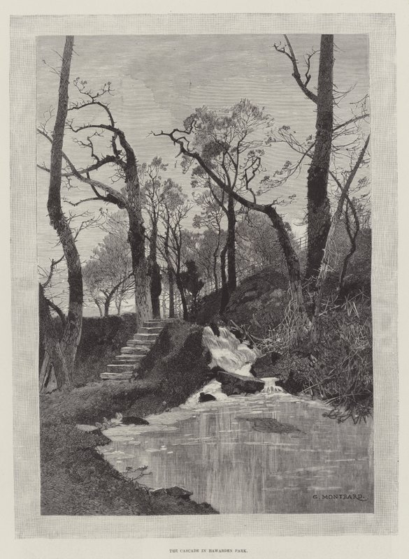 Cascade i Hawarden Park af Charles Auguste Loye