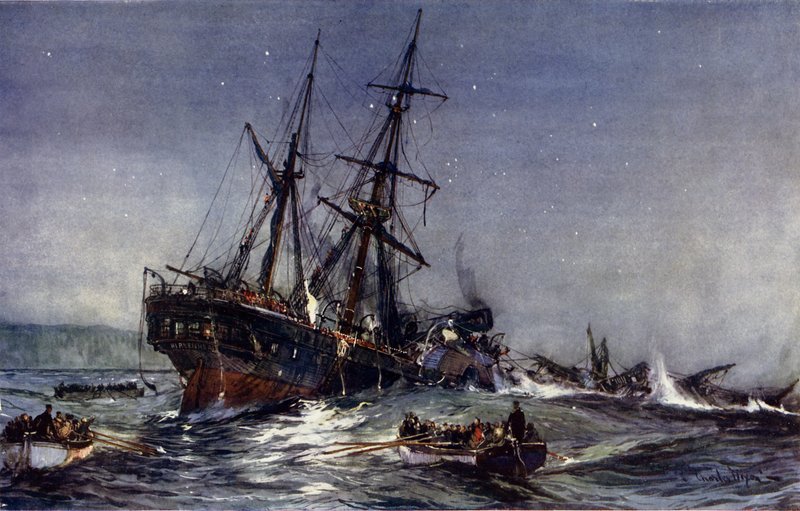 The Wreck of the Birkenhead, 1852 af Charles Edward Dixon
