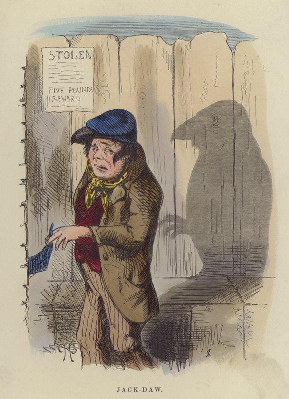 Jack-Daw (farvet gravering) af Charles Henry Bennett