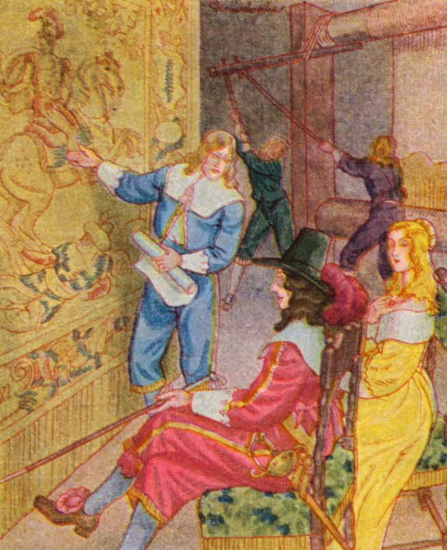 Gobelinwirkerei / Gobelinvævning (farvelitografi) af Christophe (1856 1945)