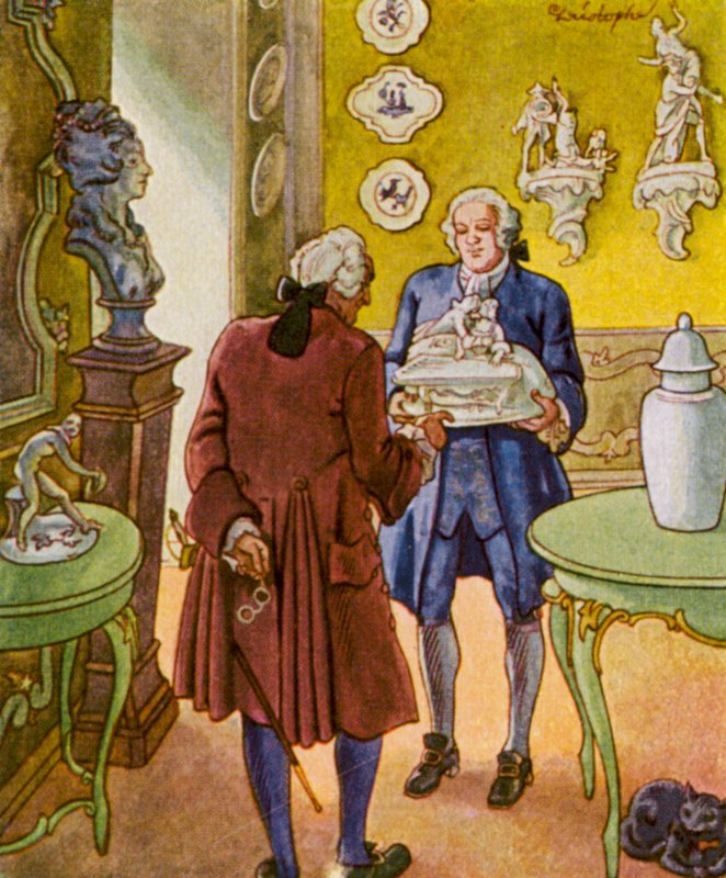 Porzellankabinet / Porcelænskabinet (farvelitografi) af Christophe (1856 1945)