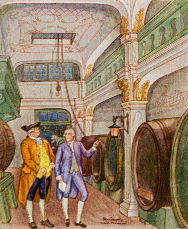 Weinkellerei / Vingård (farvelitografi) af Christophe (1856 1945)