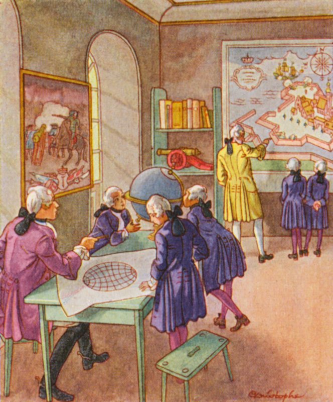 Kriegsschule / Krigsskole (farvelitografi) af Christophe (1856 1945)