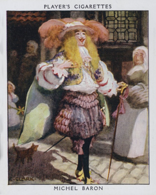 Michel Baron (farve litho) af Christopher (after) Clark
