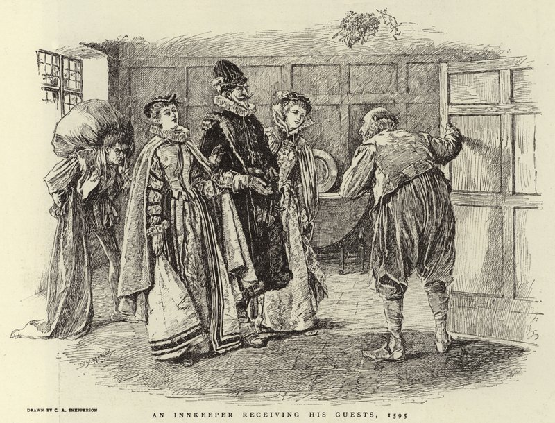 En kroejer, der modtager sine gæster, 1595 af Claude Shepperson