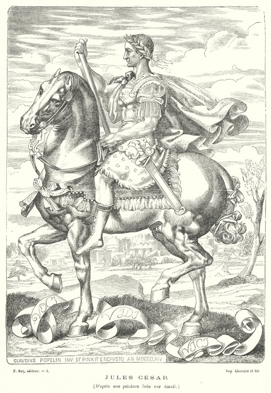 Julius Cæsar, romersk soldat og politiker (gravering) af Claudius Popelin