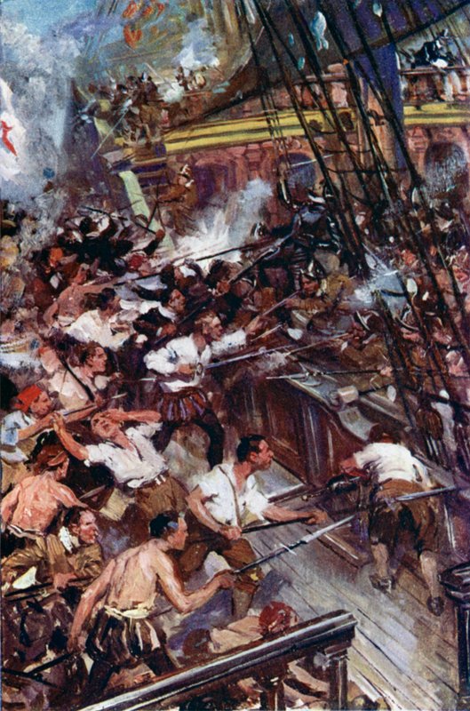 Illustration til Westward Ho! af Cyrus Cuneo
