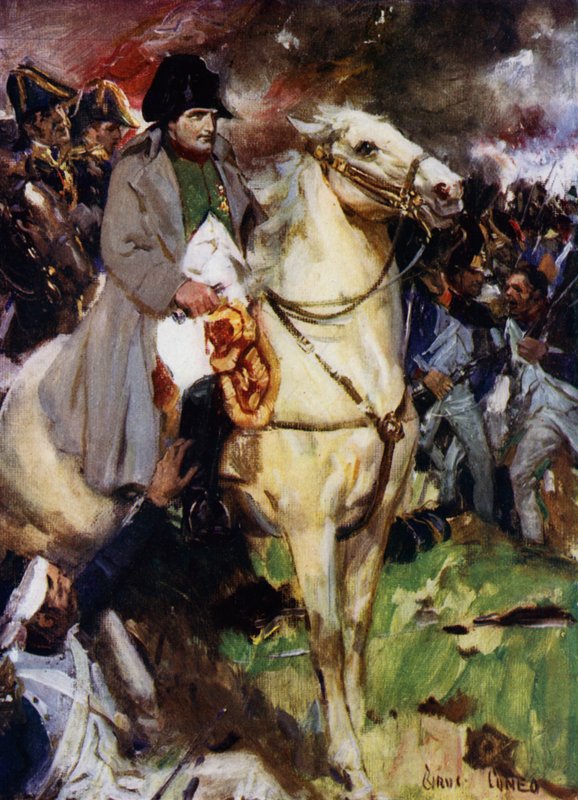 Napoleon ved Waterloo (farve litho) af Cyrus Cuneo