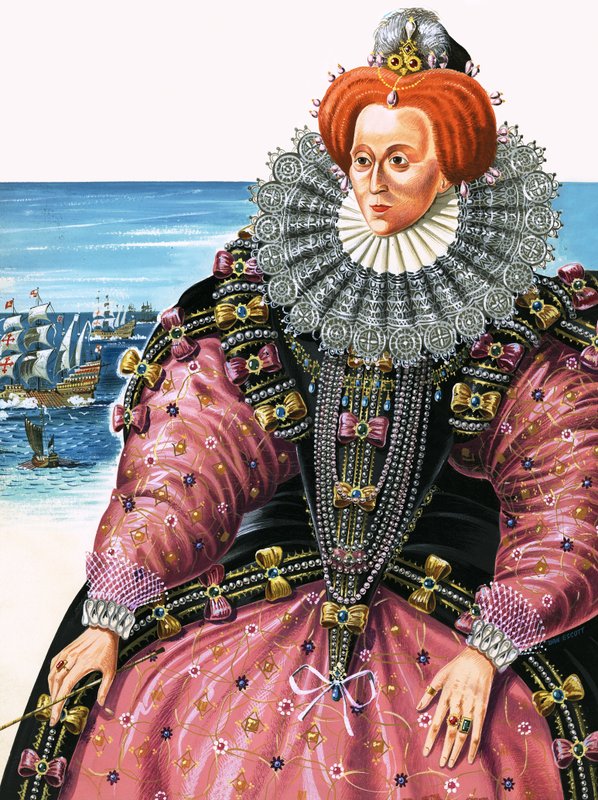 Dronning Elizabeth I (gouache på papir) af Dan Escott