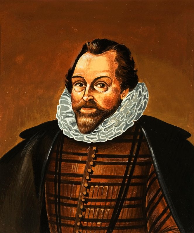 Sir Francis Drake (gouache på papir) af Dan Escott
